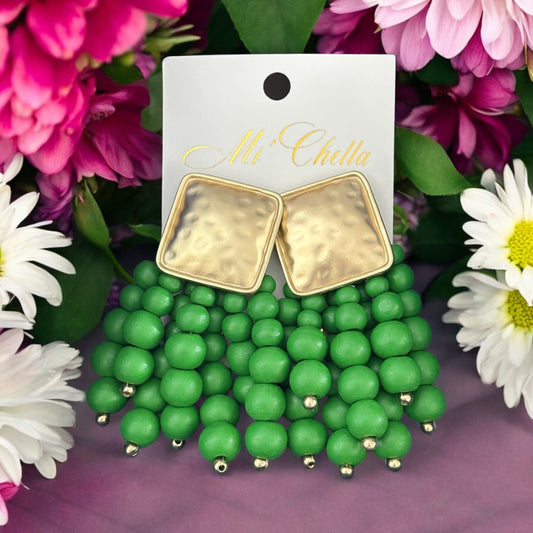 Green Apple Bead Earrings