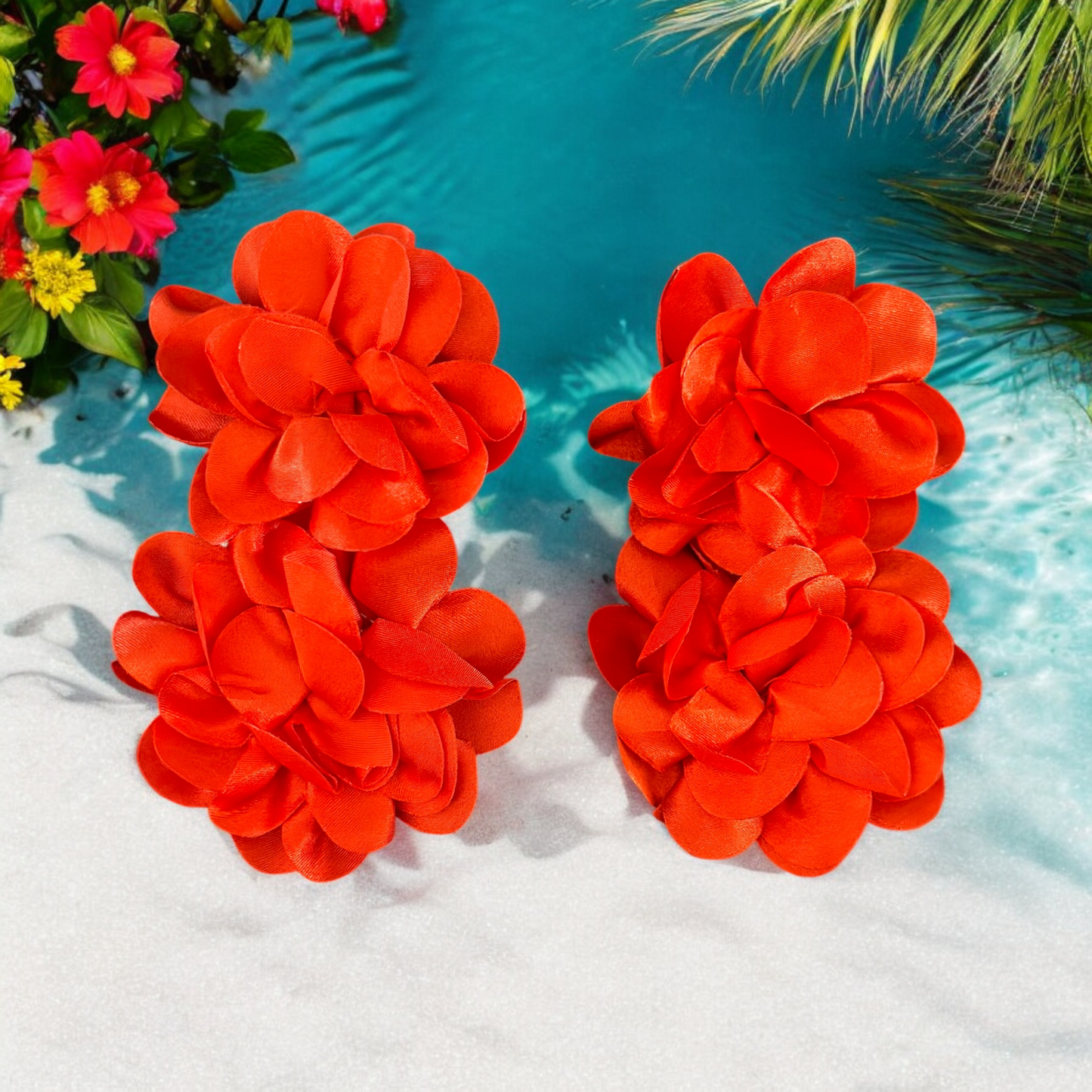 Red Flower Burst Earring